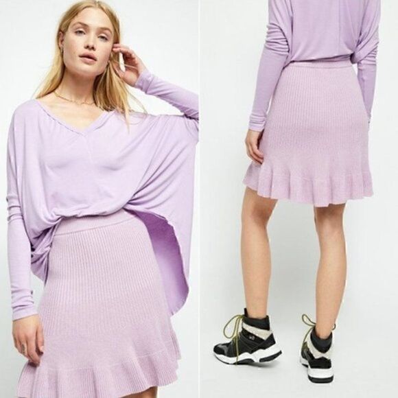 NEW $60 Free People Solid Gold Sweater Skirt - Picture 5 of 16